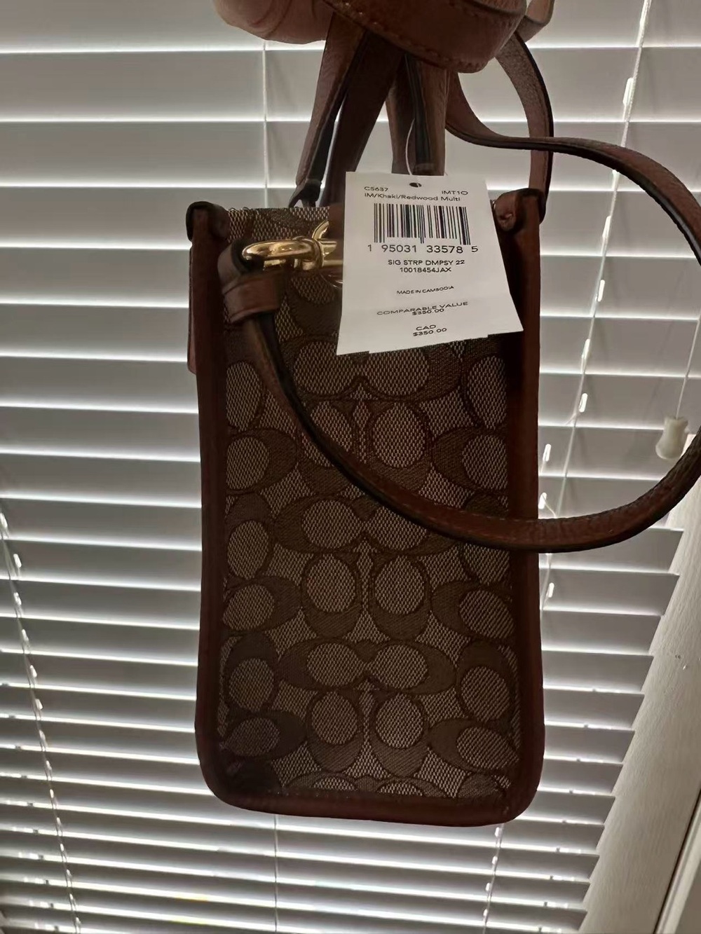 COACH Dempsey 22  Signature Canvas Stripe Tote - Brown with Multicolor Stripes - Picture 3 of 7